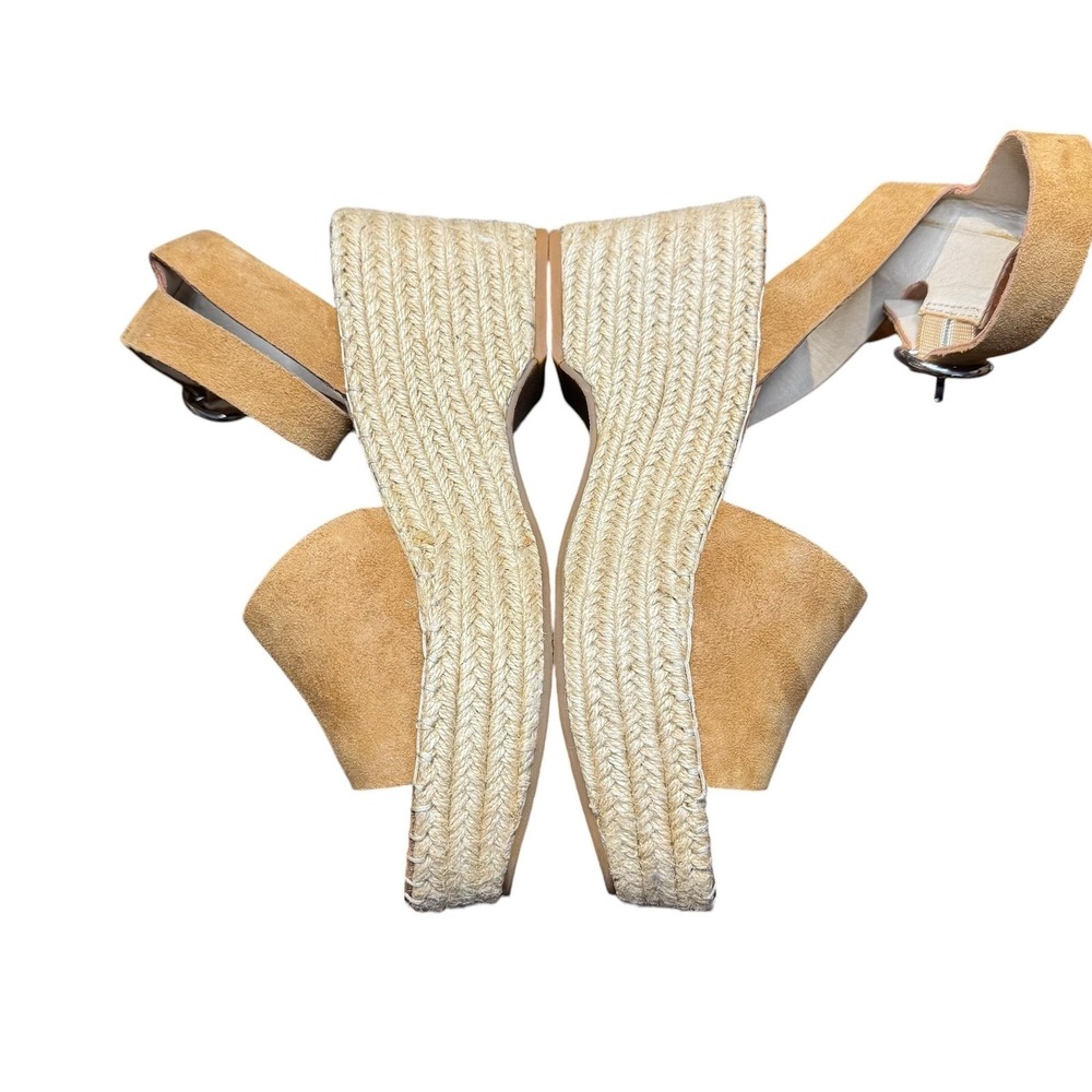 Dolce Vita Shoes Womens Size 8.5 Brown Suede Espadrille Wedge Sandals Buckle - Picture 5 of 10